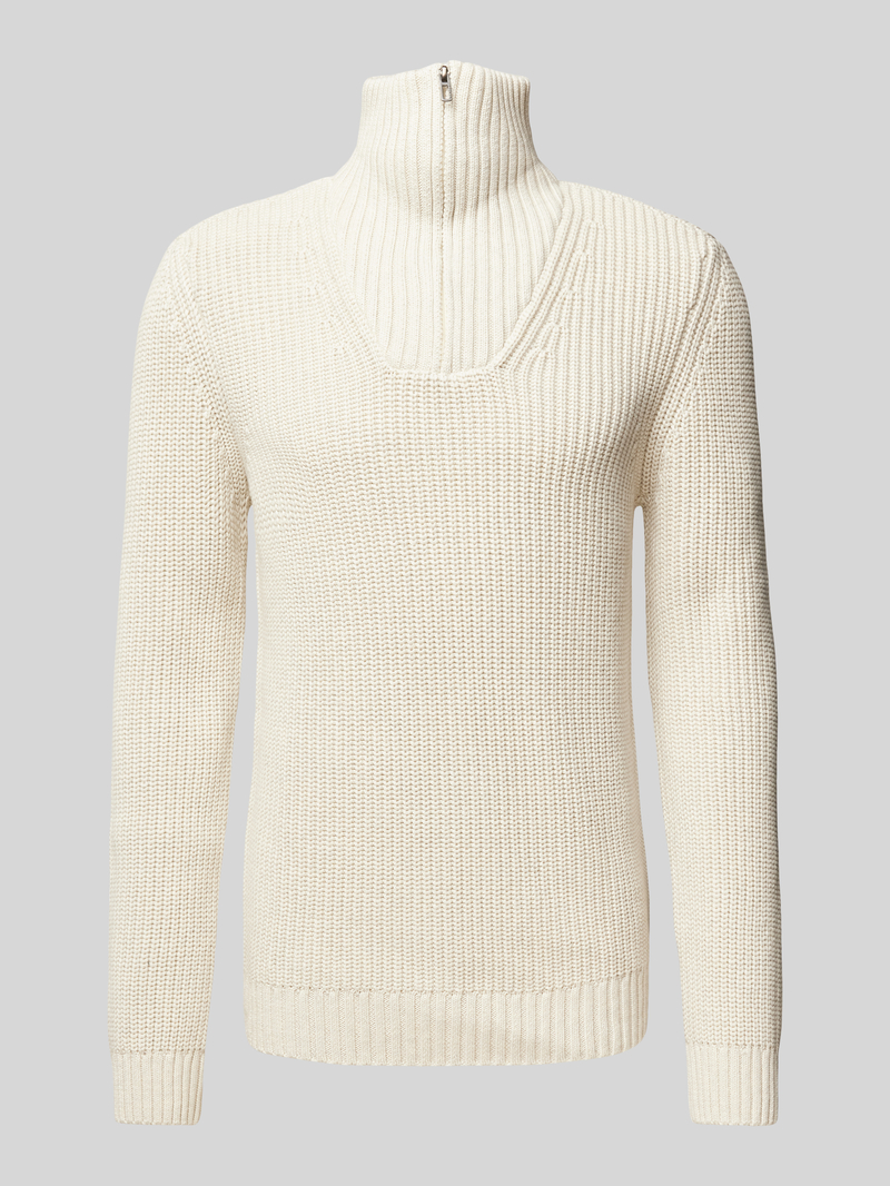 Sweter z dzianiny z prążkowanymi wykończeniami