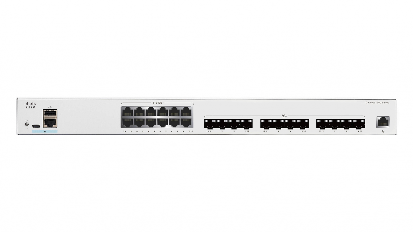 Switch Cisco Cisco Catalyst 1300-24XTS - Switch - L3 - Smart - 12 x 10 Gigabit Ethernet + 12 x 10 Gigabit SFP+ - an Rack montierbar