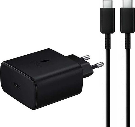 Ładowarka Vega ZESTAW LITTE ŁADOWARKA SIECIOWA 45W PD TYP-C SINGLE (22) + KABEL USB TYP-C DO TYP-C 5A 100W ECONOMY USB3.0  PD USB-C CZARNA>