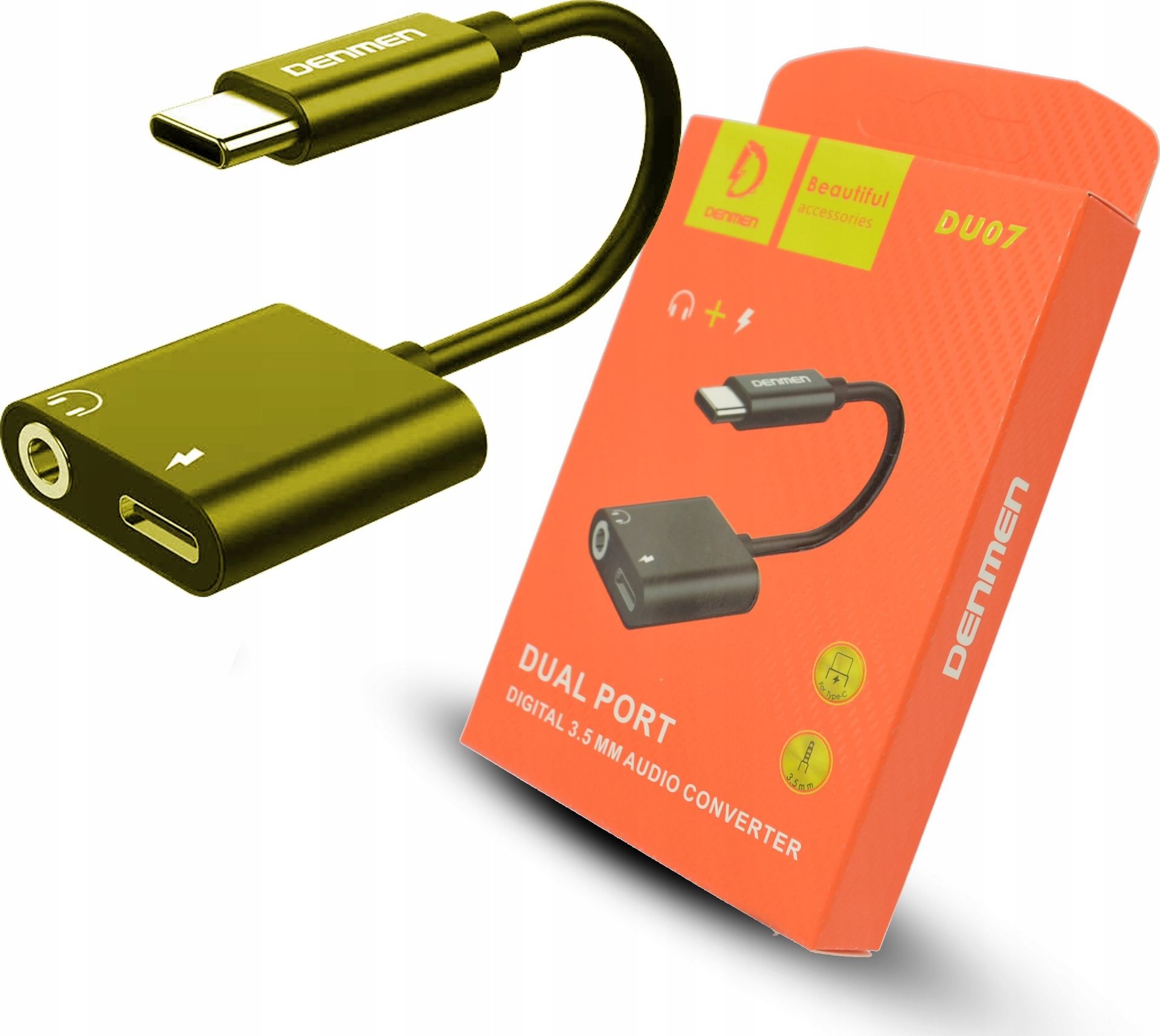 Vega ADAPTER HF TYP-C DENMEN ZŁOTY AUDIO JACK + ZASILANIE DU07>