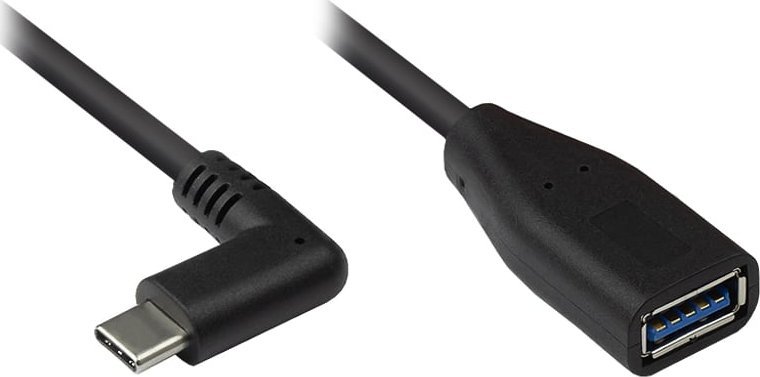 Kabel USB Alcasa USB-C - USB-A 0.1 m Czarny (2811-OTGW)