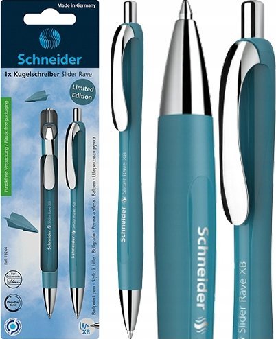 Schneider Długopis automatyczny SCHNEIDER Slider Rave, XB, 1szt., blister, turkusowy
