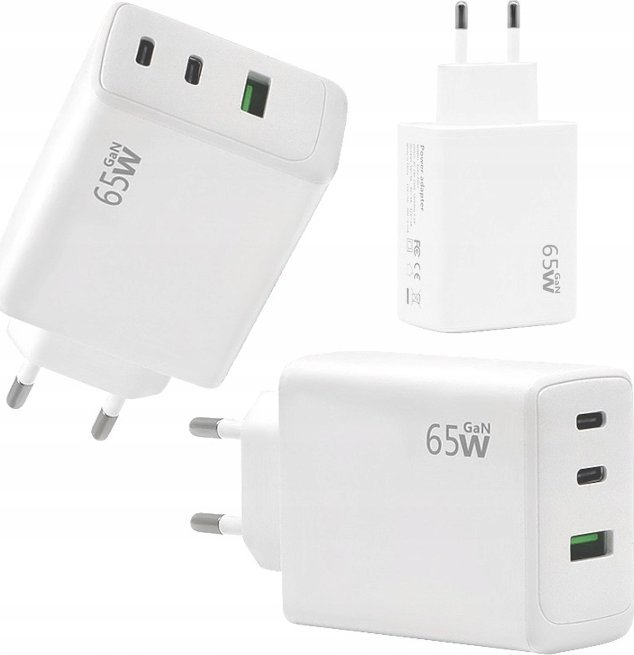 Ładowarka Usams ECOBOX ŁADOWARKA SIECIOWA PD 2xUSB-C 1xUSB  65W BIAŁA FAST CHARGE