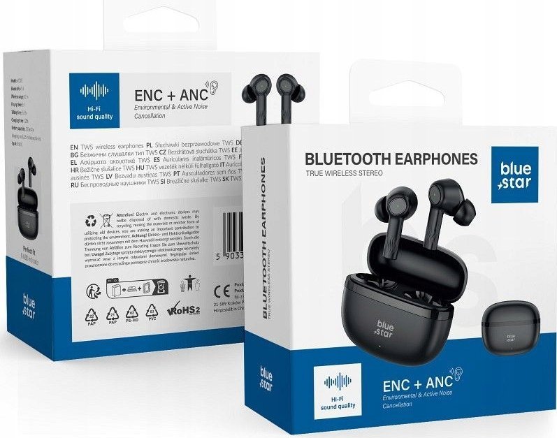 Słuchawki Blue Star Blue Star słuchawki bezprzewodowe stereo TWS AC20E z funcją ANC i ENC czarne