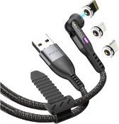 Kabel USB STATIK Statik 360 - kabel USB-A z trzema wymiennymi wtyczkami magnetycznymi, 2m (USB-C, micro USB, lightning) (black)