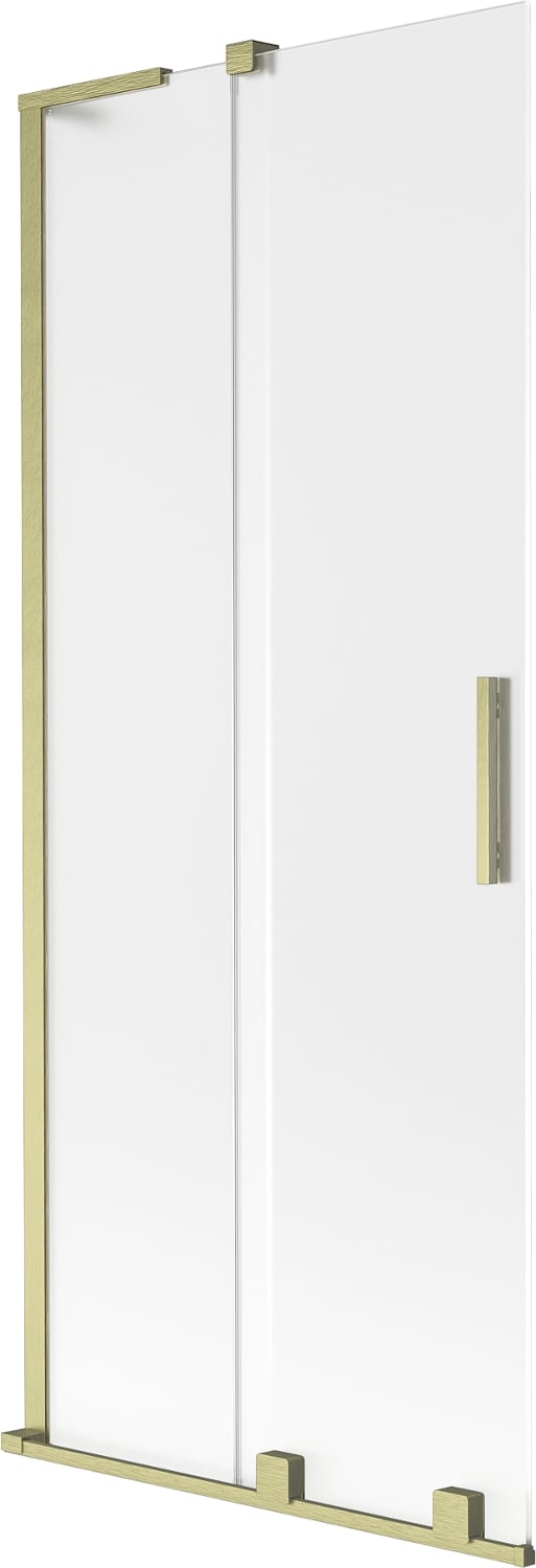 Mexen Velar L parawan nawannowy 2-skrzydłowy rozsuwany 80 x 150 cm, szron, złoty szczotkowany - 896-080-003-31-55