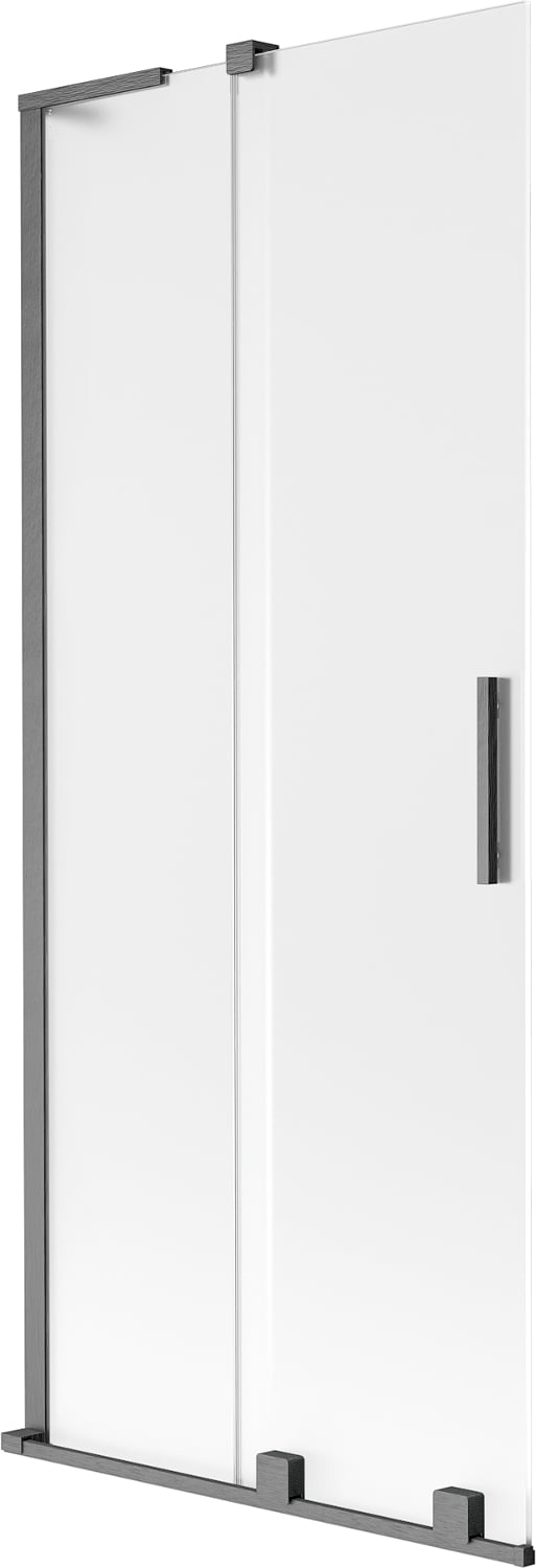 Mexen Velar L parawan nawannowy 2-skrzydłowy rozsuwany 80 x 150 cm, szron, gun gray szczotkowany - 896-080-003-31-66