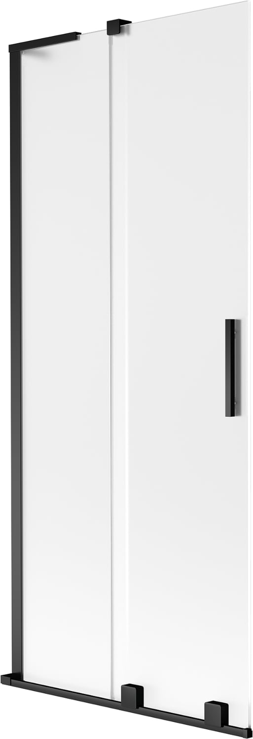 Mexen Velar L parawan nawannowy 2-skrzydłowy rozsuwany 80 x 150 cm, szron, czarny - 896-080-003-31-70