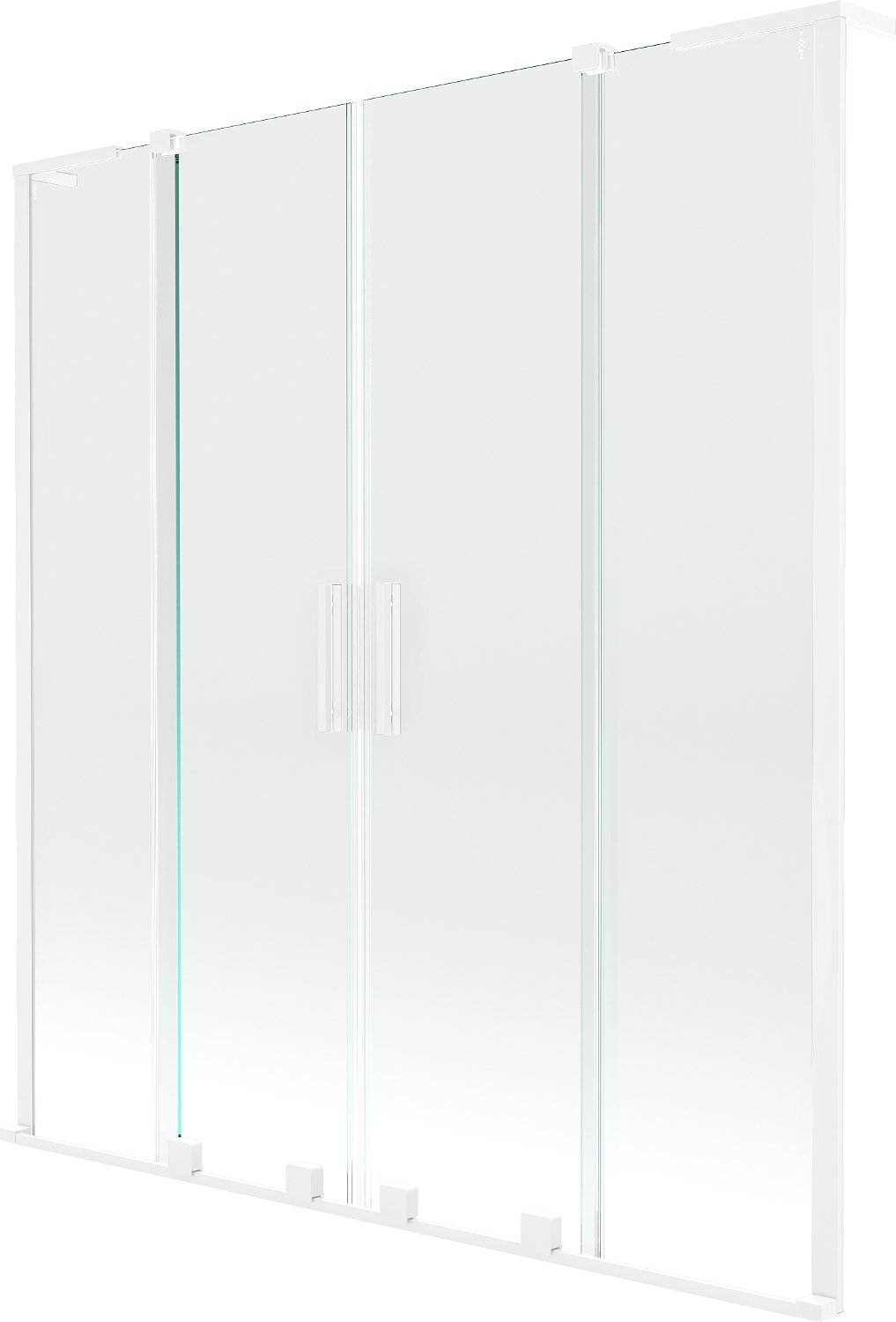 Mexen Velar L Duo parawan nawannowy 2-skrzydłowy rozsuwany 150 x 150 cm, transparent, biały - 896-150-003-02-20