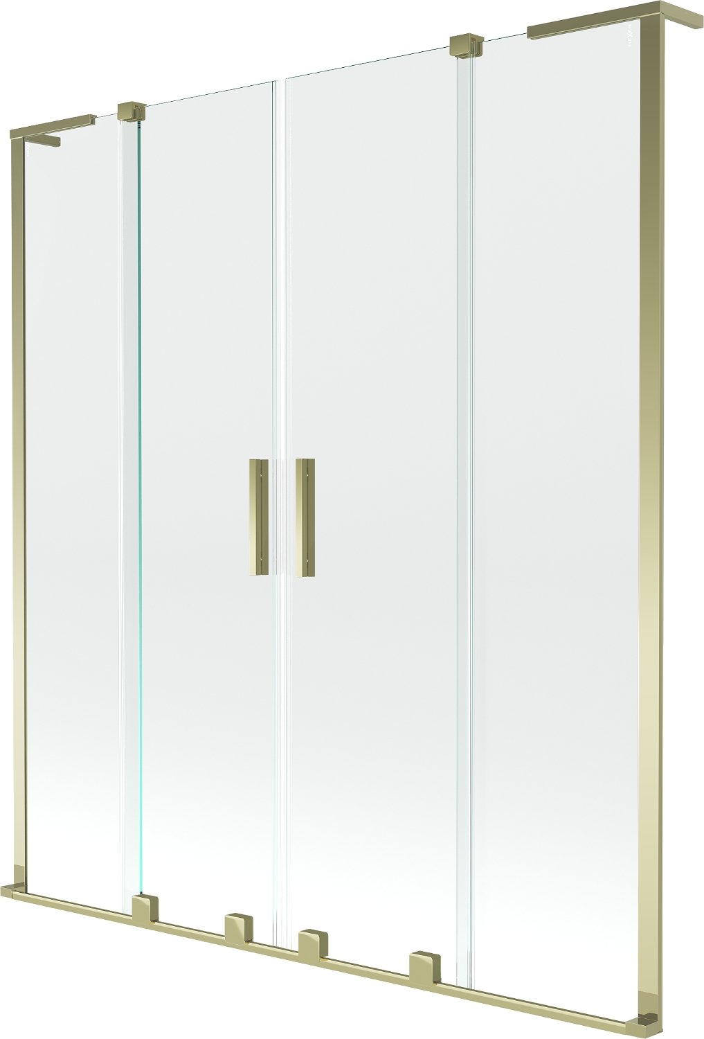 Mexen Velar L Duo parawan nawannowy 2-skrzydłowy rozsuwany 150 x 150 cm, transparent, złoty - 896-150-003-02-50