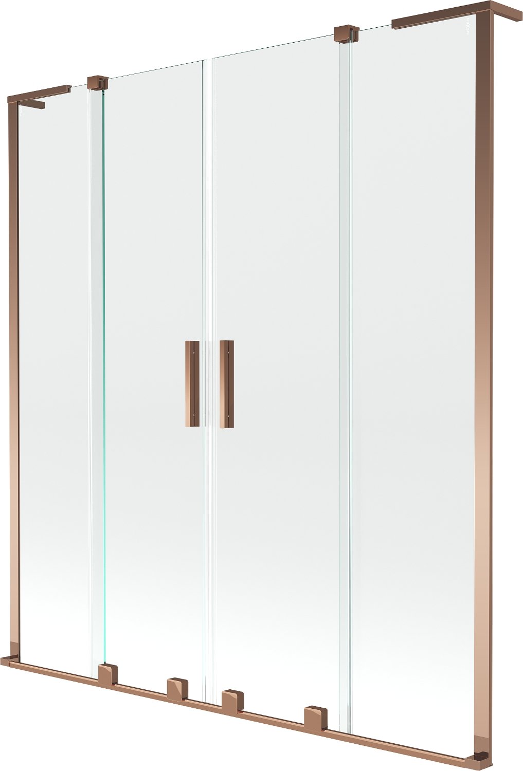 Mexen Velar L Duo parawan nawannowy 2-skrzydłowy rozsuwany 150 x 150 cm, transparent, różowe złoto - 896-150-003-02-60