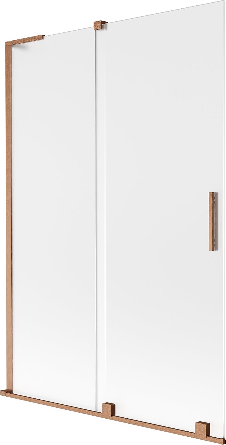 Mexen Velar L parawan nawannowy 2-skrzydłowy rozsuwany 120 x 150 cm, szron, miedź szczotkowana - 896-120-003-31-65