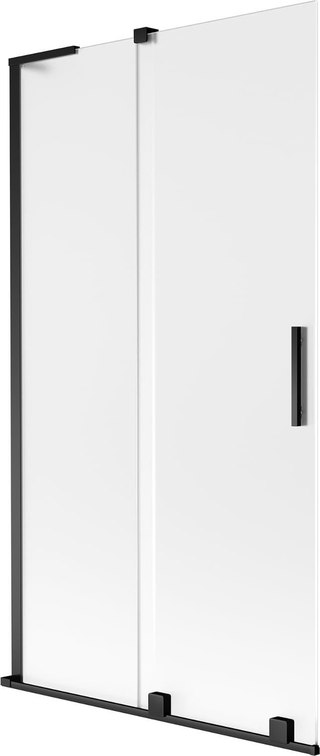 Mexen Velar L parawan nawannowy 2-skrzydłowy rozsuwany 100 x 150 cm, szron, czarny - 896-100-003-31-70