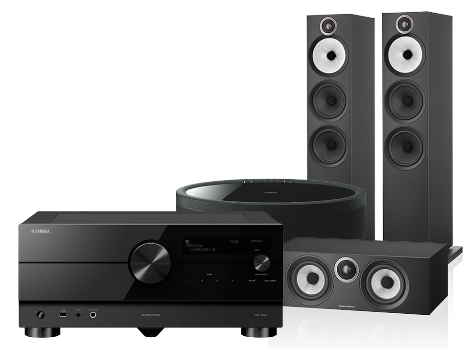 Yamaha RX-A4A (czarny) + 603 S3 + HTM6 S3 + MusicCast 50 (czarny)