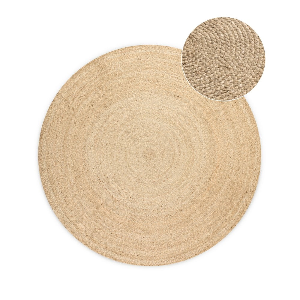 Okrągły dywan z juty dwustronny w kolorze kości słoniowej ø 140 cm Braided – Hanse Home