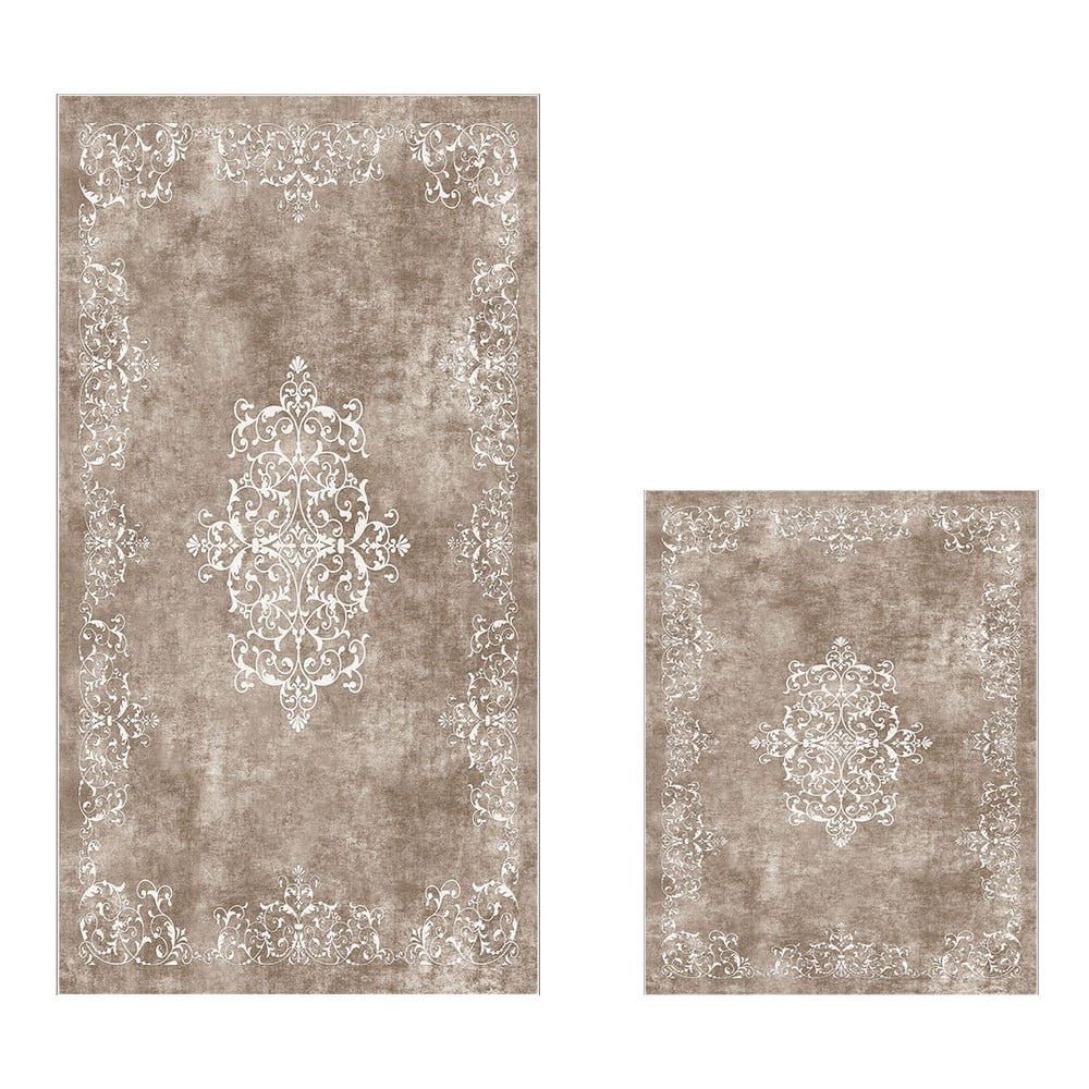 Brązowe dywaniki łazienkowe zestaw 2 szt. 60x100 cm – Foutastic