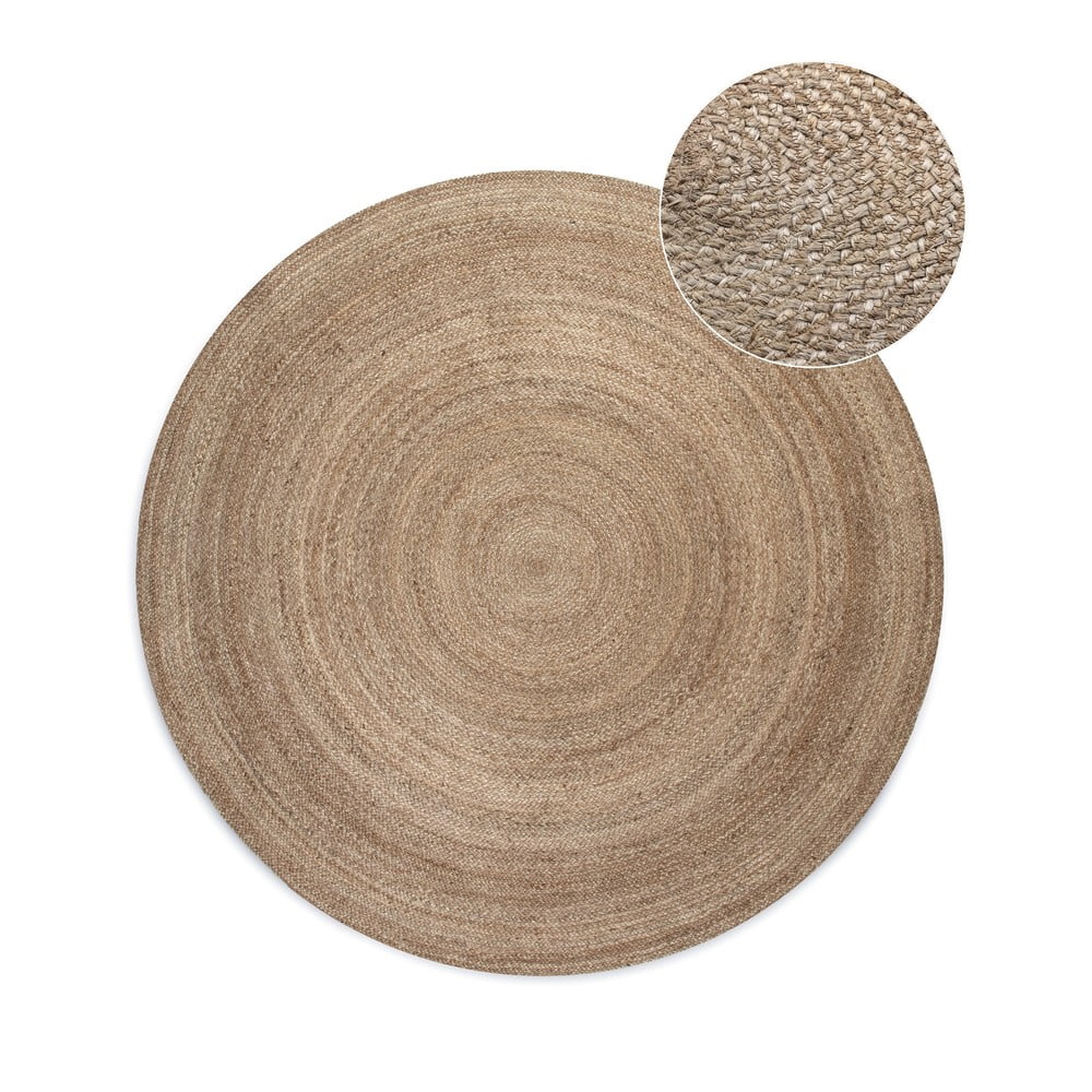 Szarobeżowy okrągły dywan z juty dwustronny ø 140 cm Braided – Hanse Home