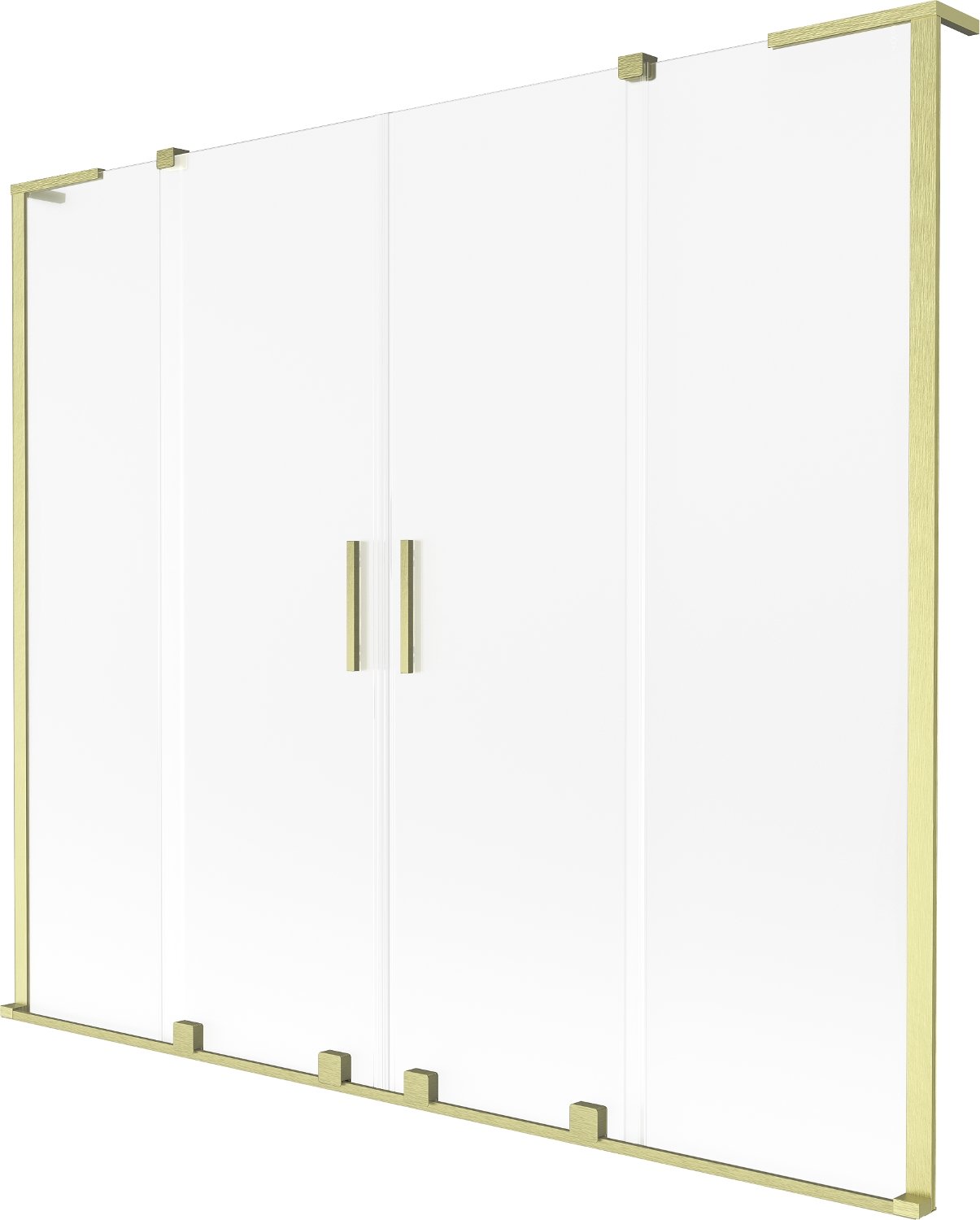 Mexen Velar L Duo parawan nawannowy 2-skrzydłowy rozsuwany 180 x 150 cm, szron, złoty szczotkowany - 896-180-003-32-55