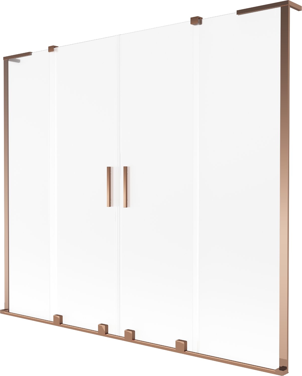 Mexen Velar L Duo parawan nawannowy 2-skrzydłowy rozsuwany 180 x 150 cm, szron, różowe złoto - 896-180-003-32-60