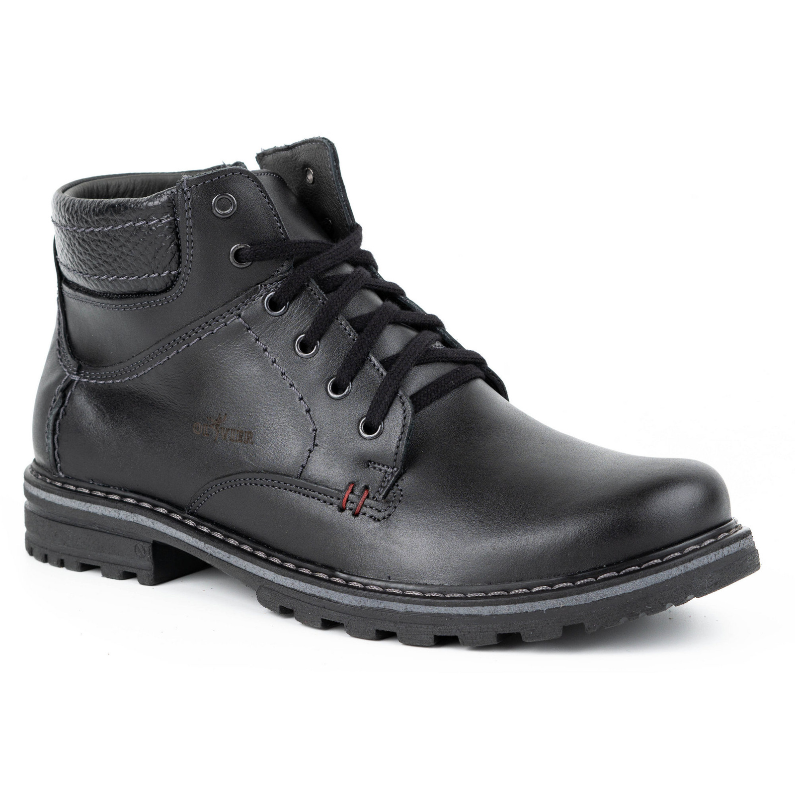Buty męskie zimowe trzewiki skórzane 1970L czarne - Buty Olivier