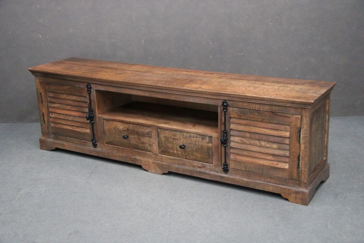 Szafka Rtv Rodez #149 Drewniana Mango Lakierowana Brązowa 200X45X60 Cm B 7659