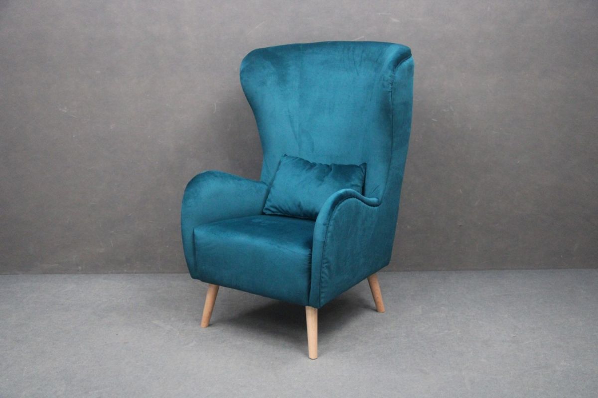 Fotel Uszak Pedro Tapicerowany Turkusowy 78X85X117 Cm B 6007