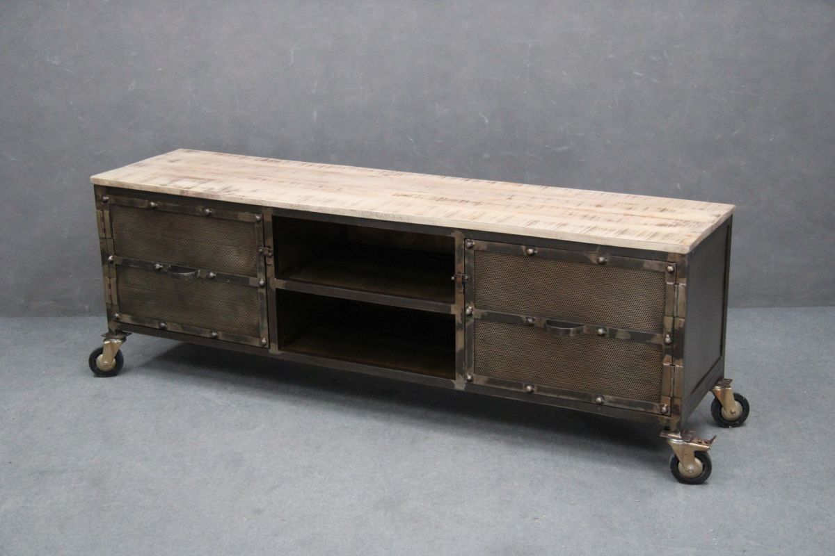 Szafka Rtv Heavy Industry #233 Drewno Mango Metalowa 170X40X60 Cm B 7381