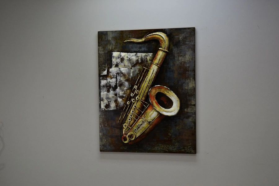 Obraz 3D Metal Art Dekoracja Saksofon B 5278