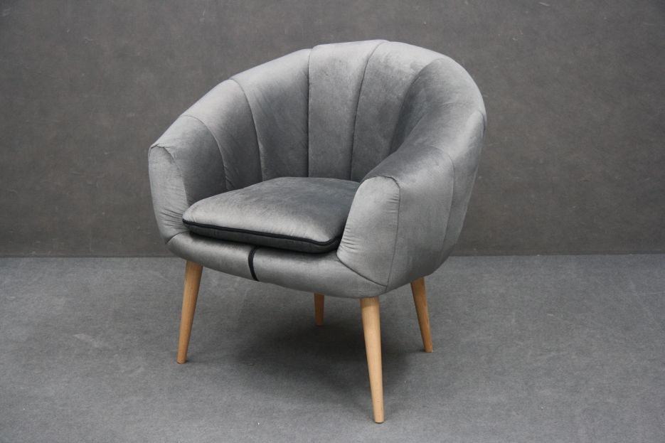 Fotel Tom Tapicerowany Z Przeszyciem Popielaty 80X70X80 Cm B 4246