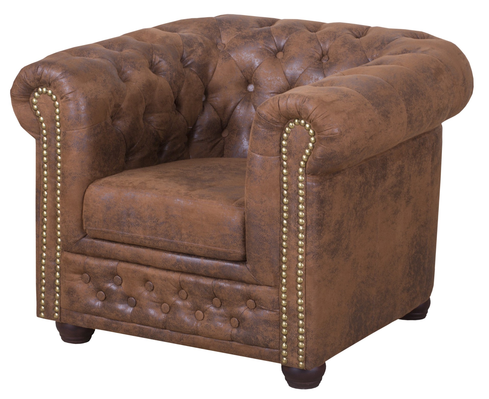 Fotel Chesterfield Oxford Gobi Tapicerowany Brązowy B 8601