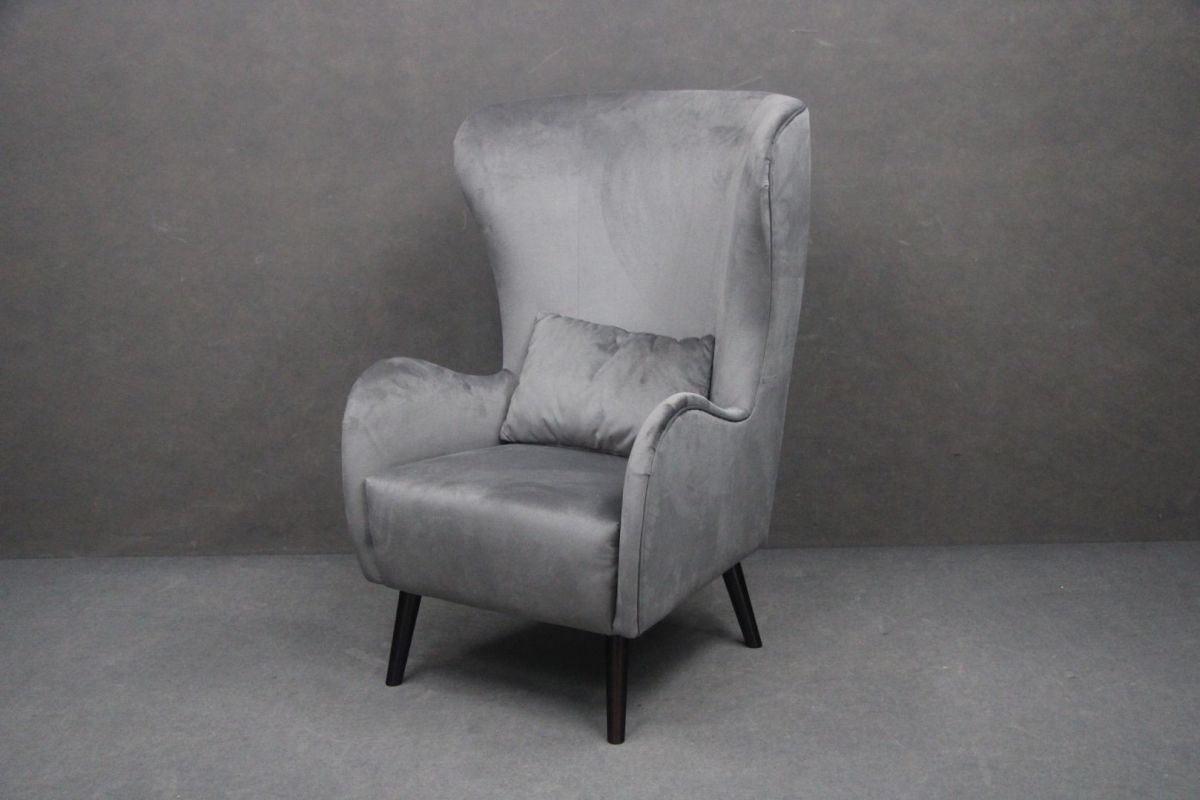 Fotel Uszak Pedro Tapicerowany Popielaty 78X85X117 Cm B 6005
