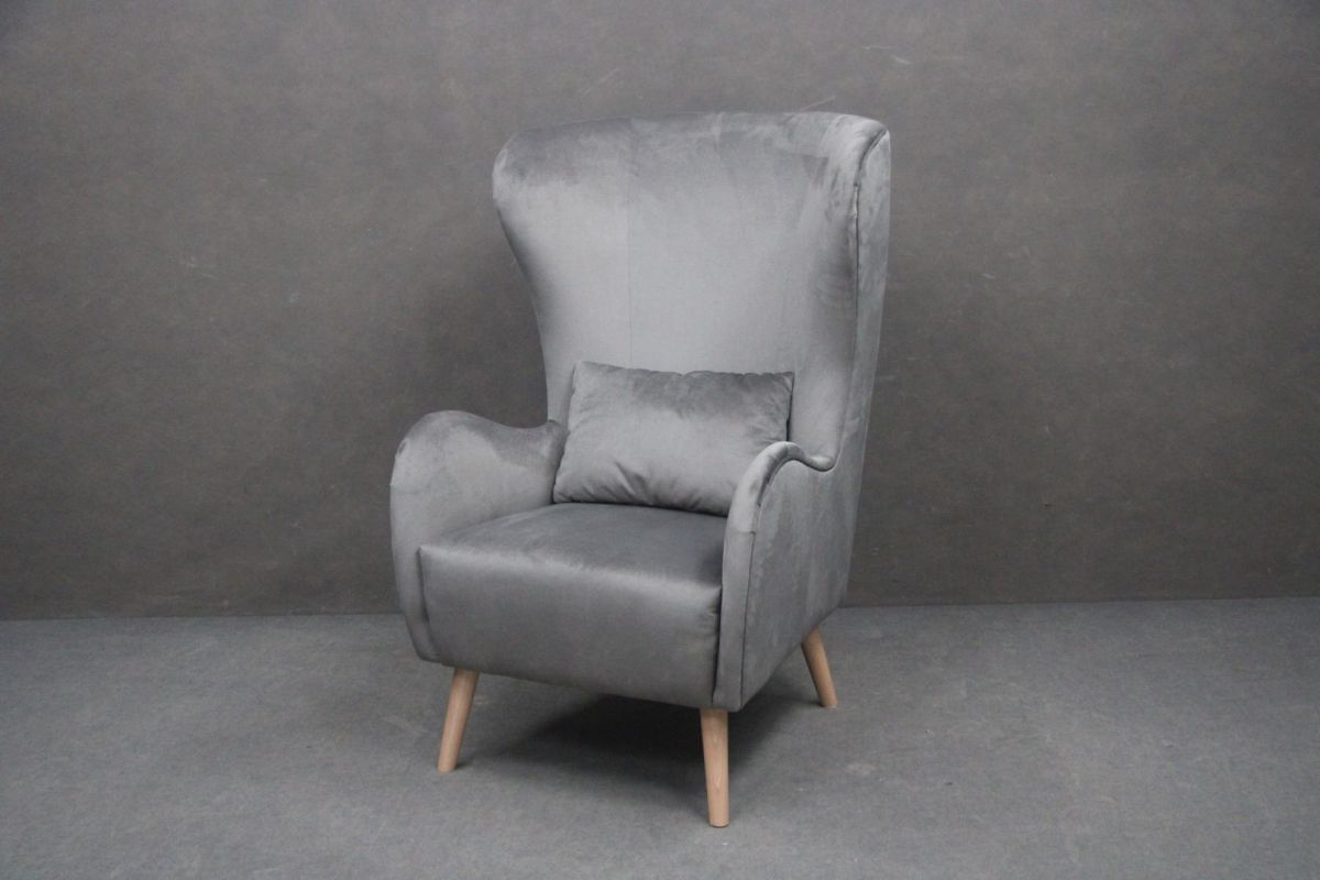 Fotel Uszak Pedro Tapicerowany Popielaty 78X85X117 Cm B 6005