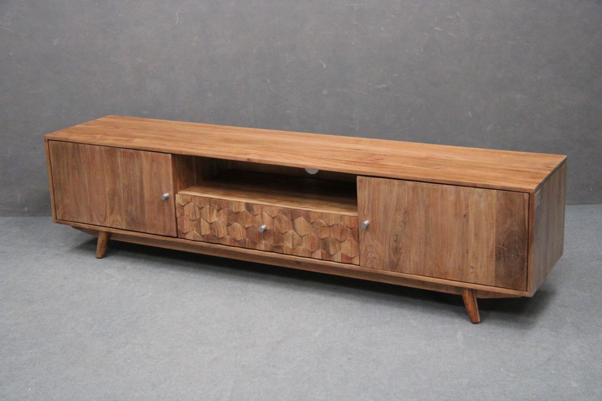 Szafka Rtv Mosayk #105 Drewniana Akacja Lakierowana 188X40X49 Cm B 6213