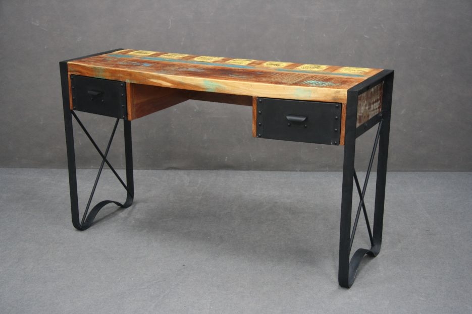 Biurko Industrial #43 Lakierowane Lite Drewno Z Odzysku I Metal B 4515