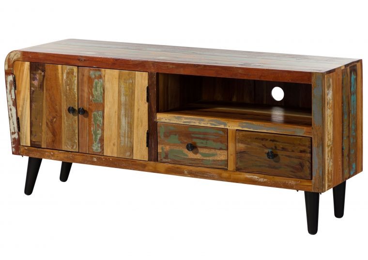 Szafka Rtv Sixties #116 Lakierowane Lite Drewno Z Odzysku B 7074