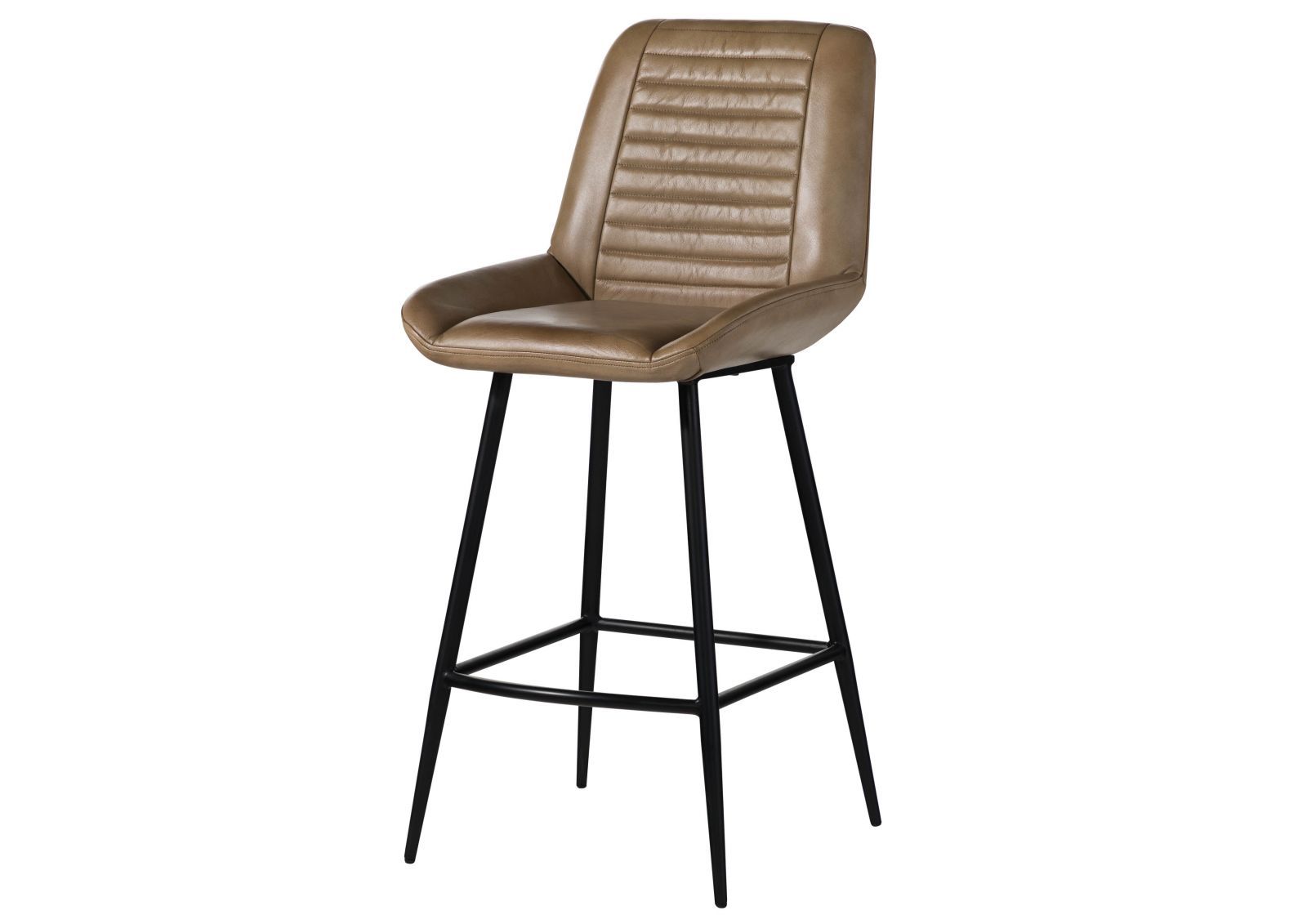 Krzesło Barowe Hoker Iron Label #615 Skóra Naturalna I Metal 52X57X108 Cm B 8431