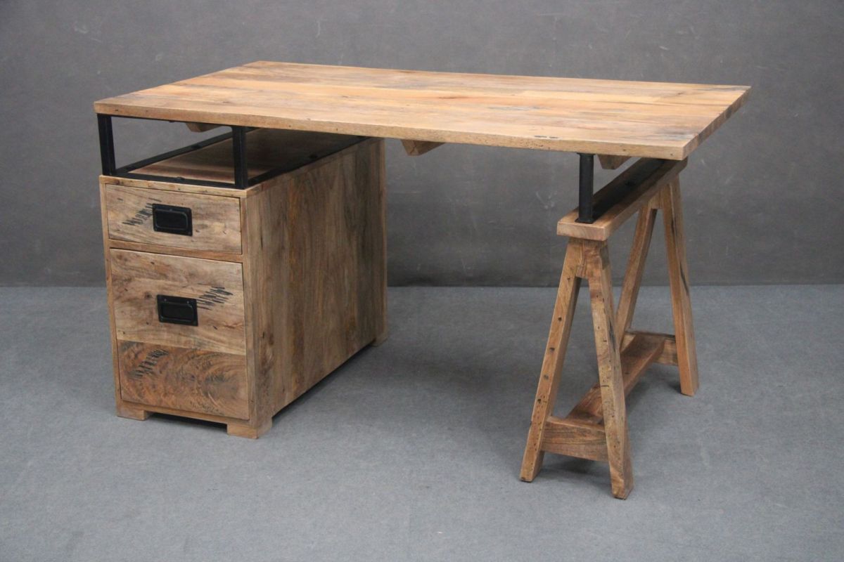 Biurko Railway #129 Drewniane Mango Loft Woskowane 140X78X80 Cm B 5551