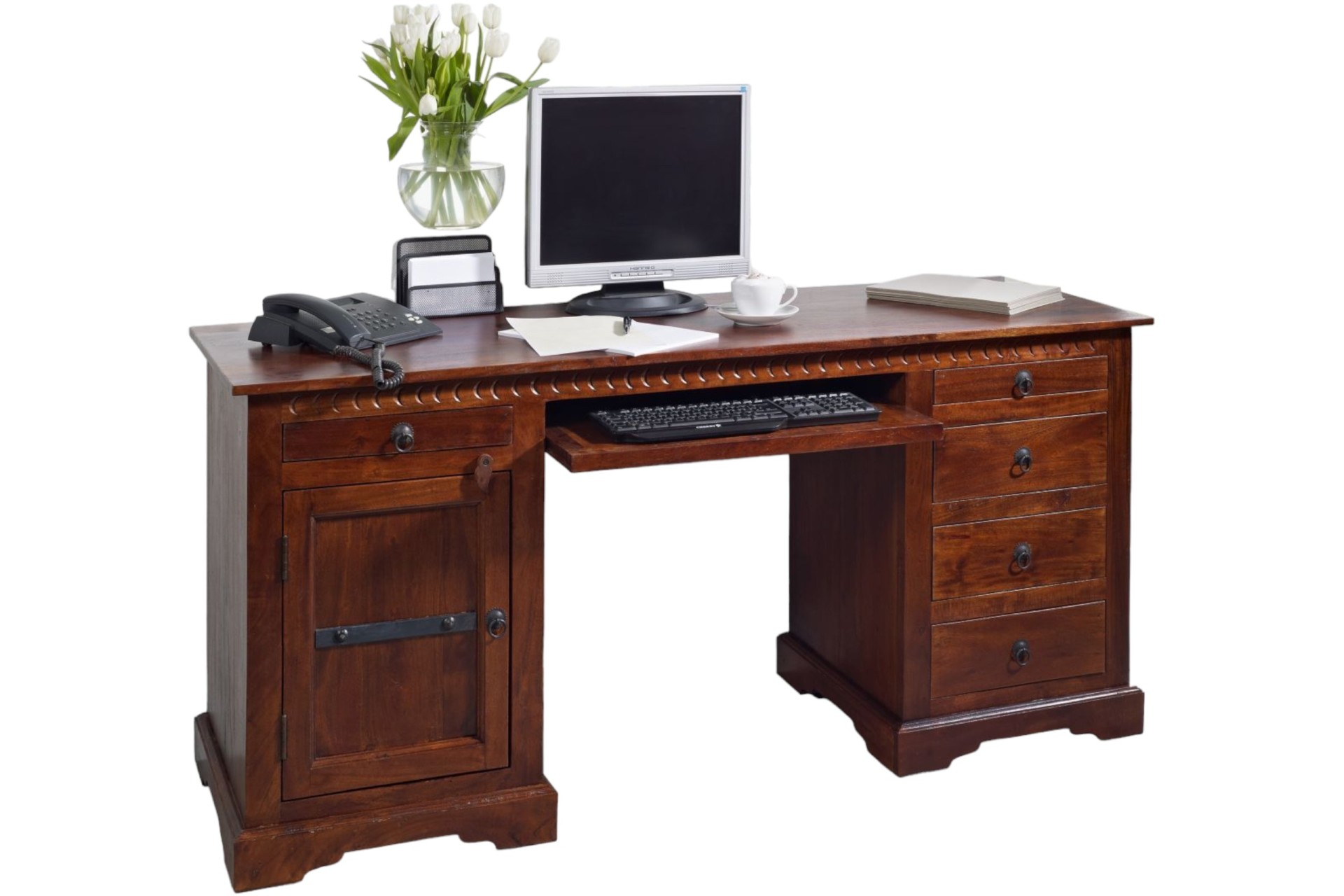 Biurko Oxford #522 Akacja Lakierowana 158X54X76 Cm B 2030