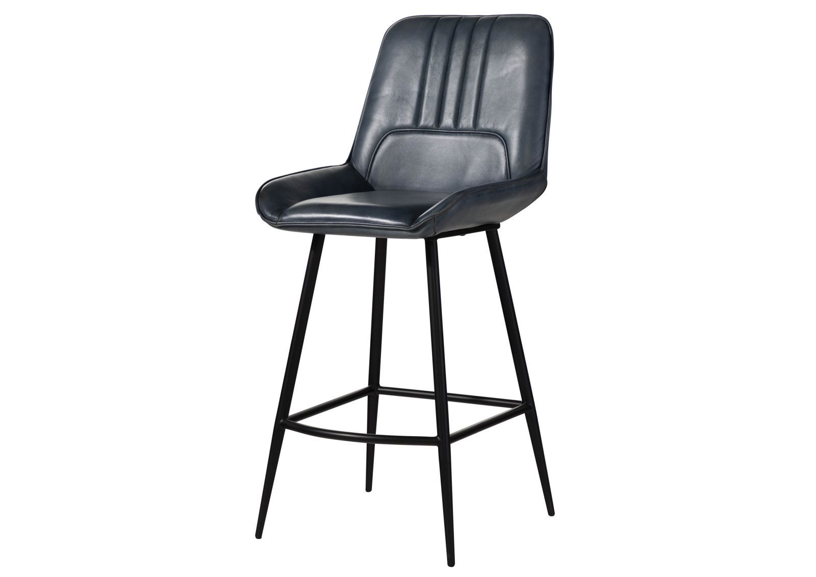 Krzesło Barowe Hoker Iron Label #516 Skóra Naturalna I Metal 52X57X108 Cm B 8435