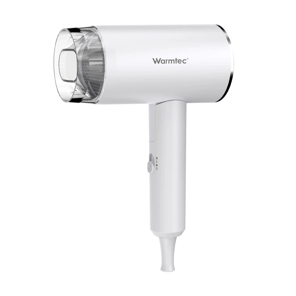 Suszarka turystyczna do włosów Warmtec T160 o mocy 1600 W w kolorze białym ze składaną rączką