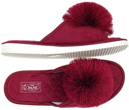 Pantofle kapcie PAMI DOG-P pompon bordo