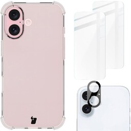 Bizon Etui + 2x szkło hartowane + szkiełko na obiektyw Case Clear Pack do iPhone 16
