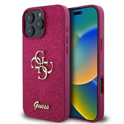 Guess hardcase Fixed Glitter Big 4G do iPhone 16 Pro Max Fioletowy