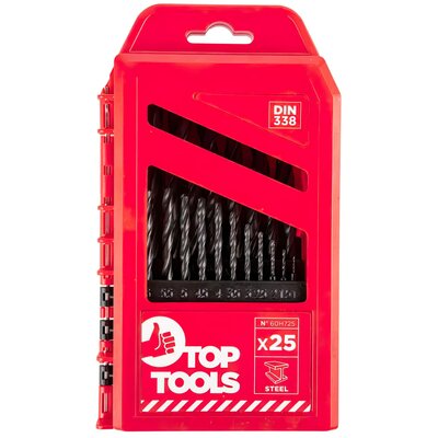 Topex Grupa sp. z o.o. S.K. Wiertła do metalu HSS, 1.0-13.0 mm zestaw 25 elementów 60H725