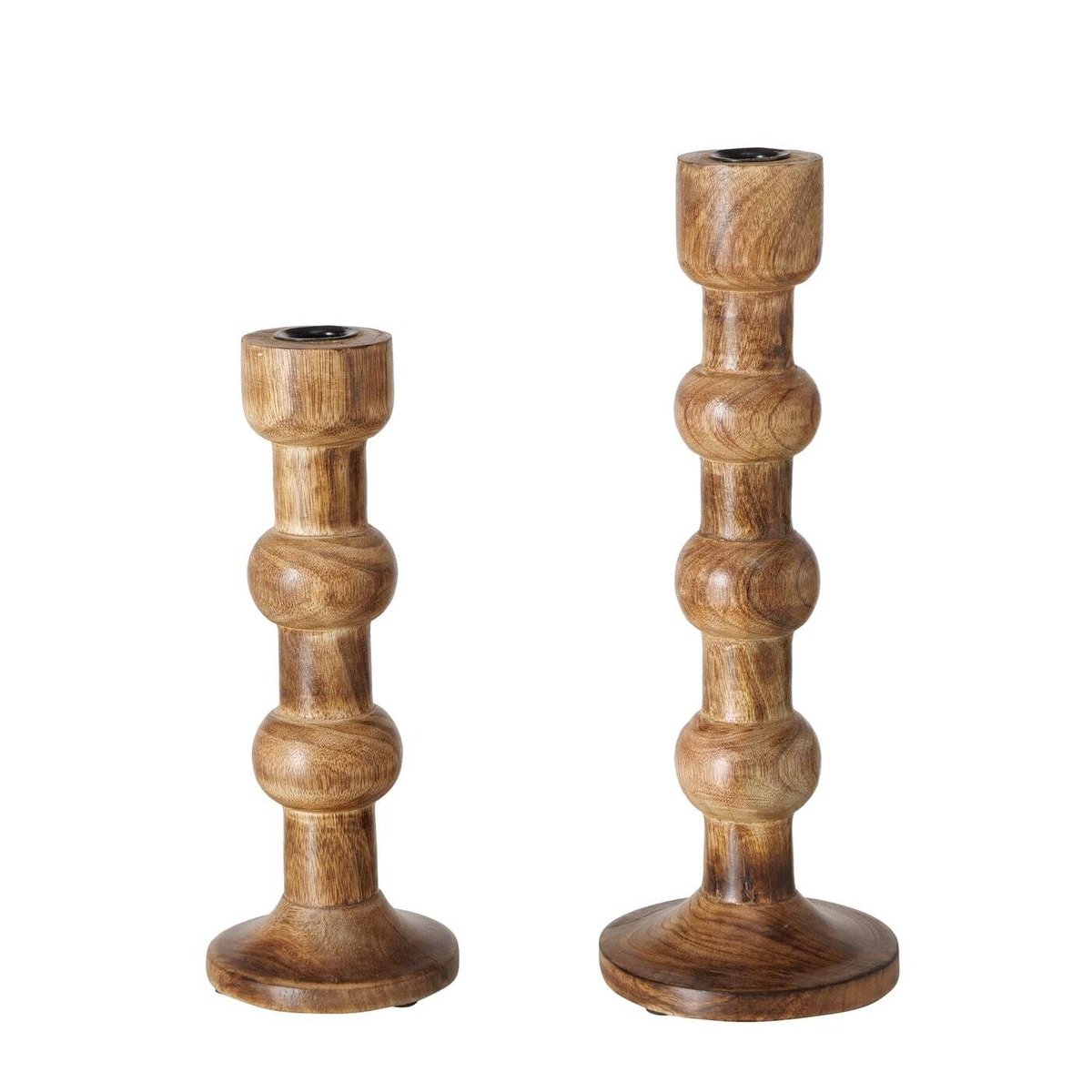 Drewniane świeczniki rzeźbione BUBBLES, 2 sztuki