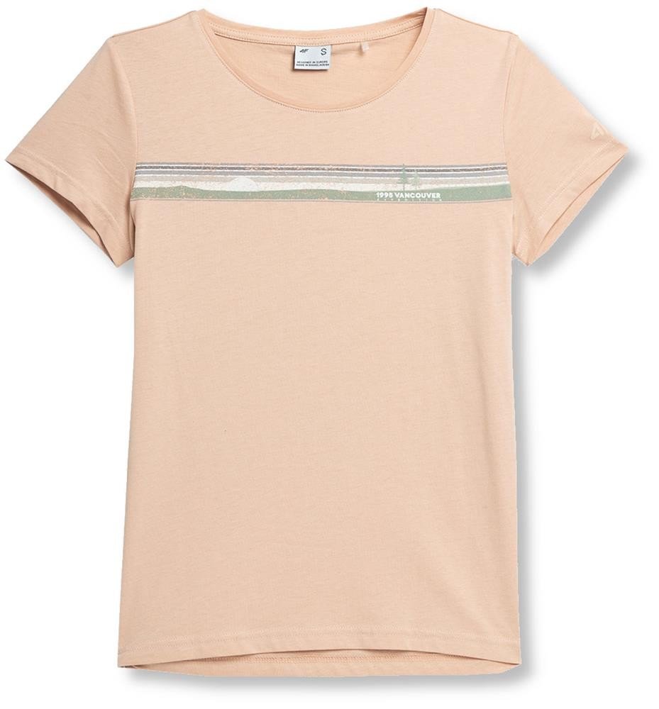 T-shirt damski z bawełny organicznej 4F SS23TTSHF275 - róż L