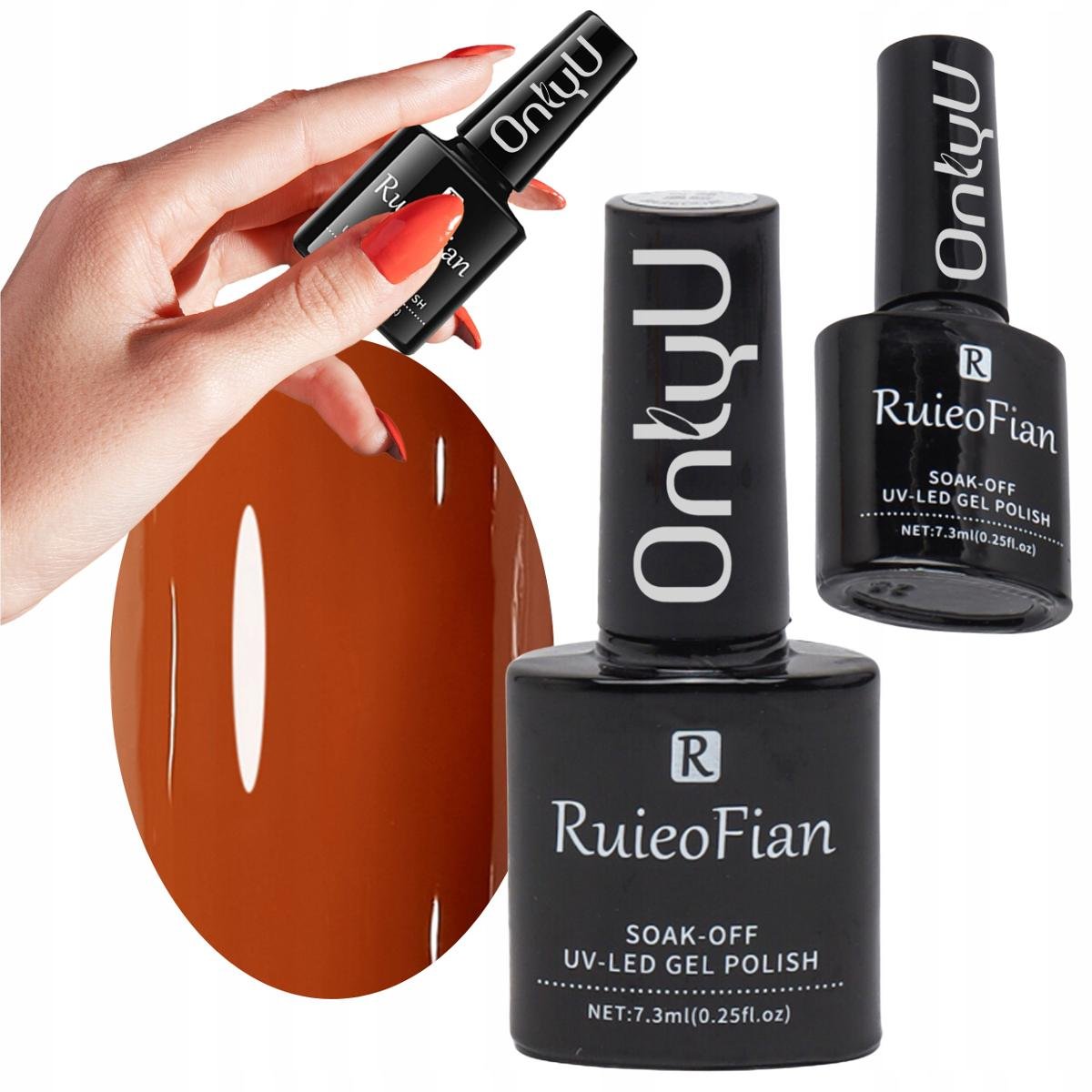 Rudy Hybrydowy Lakier Do Paznokci Z Polyskiem Lakier Pomarańczowy Uv/L093, 7,3 Ml