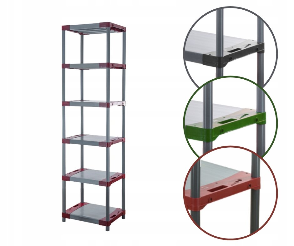 Regał magazynowy regał plastikowy do piwnicy regał garażowy 222x60x46 EKO / Wamar-Sosenka