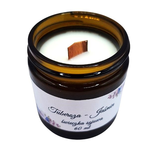 Ręcznie Robiona Świeczka Sojowa Tuberoza Jaśmin 60ml
