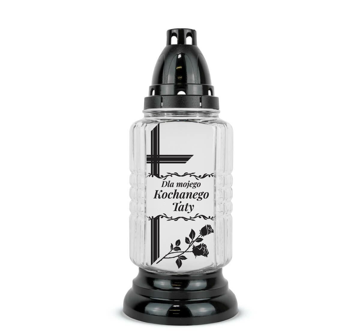 Znicz Kochanemu Tacie 28 cm Biały DP737 Znicz z Dedykacją z Wkładem Wymiennym